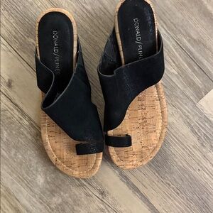 Donald Pliner Black Suede & Cork Sandals